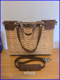 RARE Longaberger CAREER Basket Tote Purse Handbag Brown Leather Zipper Shoulder RARE Longaberger CAREER Basket Tote Purse Handbag Brown Leather Zipper Shoulder