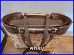 RARE Longaberger CAREER Basket Tote Purse Handbag Brown Leather Zipper Shoulder RARE Longaberger CAREER Basket Tote Purse Handbag Brown Leather Zipper Shoulder