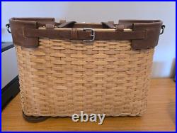 RARE Longaberger CAREER Basket Tote Purse Handbag Brown Leather Zipper Shoulder RARE Longaberger CAREER Basket Tote Purse Handbag Brown Leather Zipper Shoulder
