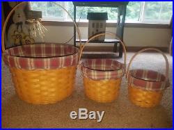 RARE Longaberger Fruit basket set with liners