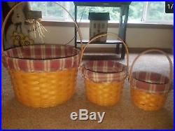 RARE Longaberger Fruit basket set with liners
