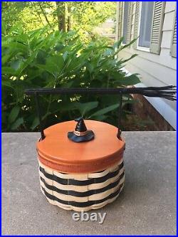 RARE Longaberger Wicked Witch Basket withMetal Broom, Protector and Lid withHat Knob
