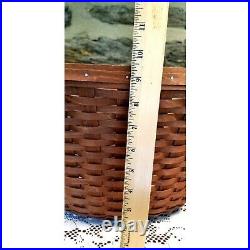 RARE NWT Longaberger XL Beverage Basket Liner Wrought Iron Stand Leather Handles