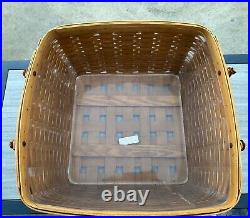 Rare! 2000 Longaberger 2000 Wash Day Basket, Leather Handles And Liner 15x15