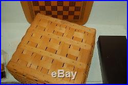 Rare Longaberger 2001 Basket Chess Set Combo w Lid Checkers & Chess