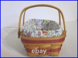 Rare Longaberger CC Mini May Miniature Rose Basket + Liner + Prot. + Tie On