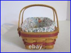 Rare Longaberger CC Mini May Miniature Rose Basket + Liner + Prot. + Tie On