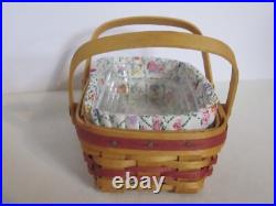 Rare Longaberger CC Mini May Miniature Rose Basket + Prot + Flowers + Tie On Rare Longaberger CC Mini May Miniature Rose Basket + Prot + Flowers + Tie On