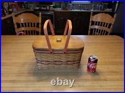 Rare Longaberger Peach Medium Market Basket with Lid