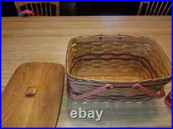 Rare Longaberger Peach Medium Market Basket with Lid