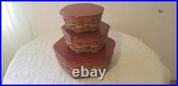 Rare Longaberger Red Stackable baskets Set