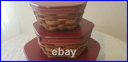 Rare Longaberger Red Stackable baskets Set