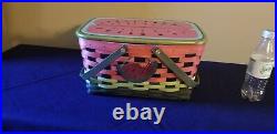 Rare Longaberger Watermelon Medium market Basket With Tie On