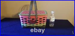 Rare Longaberger Watermelon Medium market Basket With Tie On