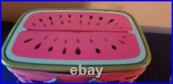 Rare Longaberger Watermelon Medium market Basket With Tie On