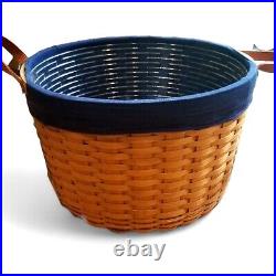 Rare Longaberger XL Work-A-Round Basket Combo Blue Fabric and Protector Liners