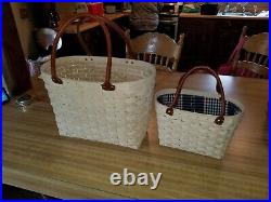 Rare White Longaberger Boardwalk basket Set