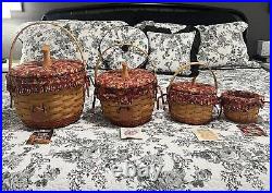 SET OF 4 LONGABERGER PUMPKIN BASKET SETS Liners Protectors