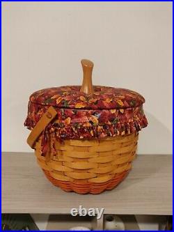 SET OF 4 Longaberger Fall Pumpkin Basket WITH Fabric Fall Liner & Plastic Insert