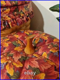SET OF 4 Longaberger Fall Pumpkin Basket WITH Fabric Fall Liner & Plastic Insert