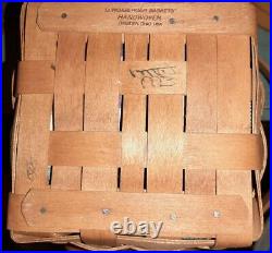 Set 3 Longaberger 1993 Stacking Storage Baskets Wood Lids Liners & Protectors