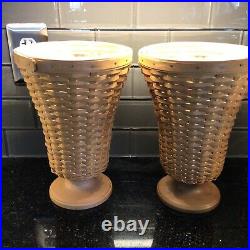 Set Of 2 Longaberger Collectors Club Floral Vase Basket with plastic liners