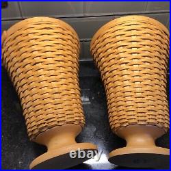Set Of 2 Longaberger Collectors Club Floral Vase Basket with plastic liners