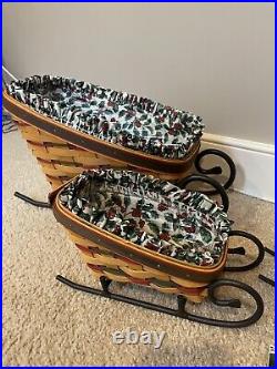 Set Of 3 Original Longaberger Santa's Helper Sleigh Baskets