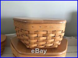 Set Of 4 Longaberger Generations 6, 8, 10, 12 Baskets with Lids & Protectors EUC