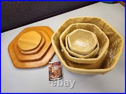 Set Of 4 Longaberger Generations Hexagon Baskets With Protectors Lids Beige Liners