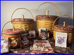 Set Of 4 Longaberger Pumpkin Basket Sets EUC