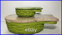 Set of 2 Longaberger Green Fish Baskets 2013 w Inserts Sealed New Large & Small
