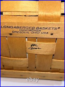 Set of 2 Retired 2002 LONGABERGER Lidded Basket Electric Table Lamps Liner WORKS
