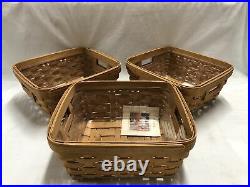 Set of 3 Longaberger 2004 Small Storage Solutions Baskets withPlastic Protectors