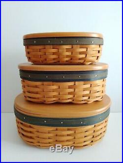 Set of 3 Longaberger CC Harmony Baskets with Protectors & Lids #'s 3,4,5