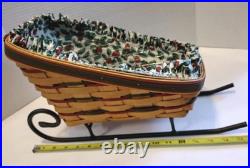 Set of 3 Longaberger Dash Away Christmas Sleigh Basket Santa's Little Helper