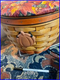 Set of 3 Longaberger Pumpkin Baskets with foliage liners protectors