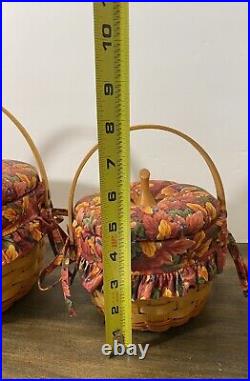 Set of 3 Longaberger Pumpkin Baskets with foliage liners protectors