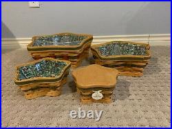 Set of 4 Longaberger 2001 Christmas Collection STAR BASKETS Green