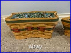 Set of 4 Longaberger 2001 Christmas Collection STAR BASKETS Green