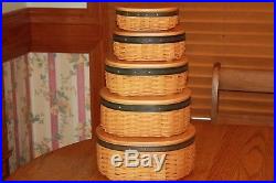 Set of 5 Longaberger Collector's Club Shaker Baskets w Lids Inserts Certificates