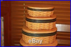 Set of 5 Longaberger Collector's Club Shaker Baskets w Lids Inserts Certificates