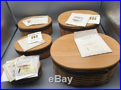 Set of 5 Longaberger Collectors Club Harmony Stacking Baskets Lids + COAs