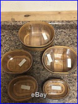 Set of 5 Longaberger Collectors Club Harmony Stacking Baskets Lids Protectors