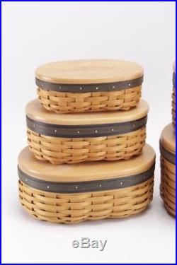 Set of 5 Longaberger Collectors Club Shaker Harmony Baskets with lids & dividers