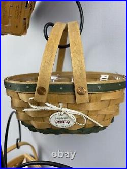 Set of 9 Longaberger Tree Trimming Christmas Time Small Baskets With Stand