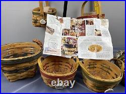 Set of 9 Longaberger Tree Trimming Christmas Time Small Baskets With Stand