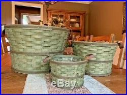 Set of Three Rare Longaberger Bushel Baskets in Leaf Green