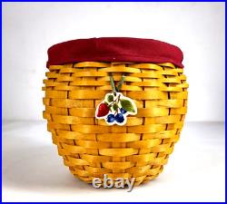 Signed By 7 Family Longaberger Strawberry Basket Large Red Liner Charm 05 4pc Signed By 7 Family Longaberger Strawberry Basket Large Red Liner Charm 05 4pc