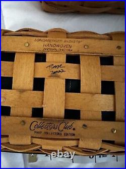 Three Longaberger Collection club Baskets 1998, 2002, 2003. All With Protectors